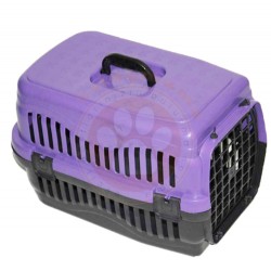 Diğer / Other - Kedi ve Köpek Plastik Taşıma Kafesi Mor (50 x 32 x 31 Cm)