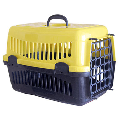 Kedi ve Köpek Plastik Taşıma Kafesi Sarı (50 x 32 x 31 Cm)