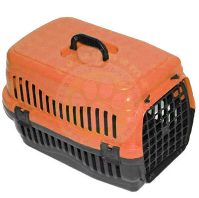 Kedi ve Köpek Plastik Taşıma Kafesi Turuncu (48,5x32x32 Cm)