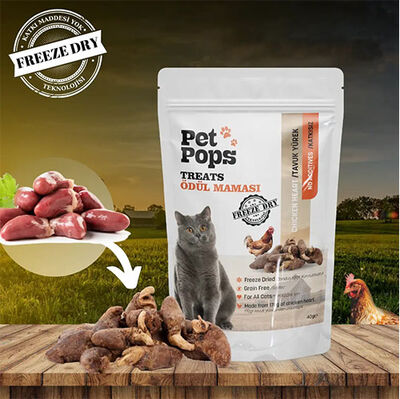 Pet Pops Freeze Dry Tavuk ve Yürekli Kedi Ödülü 40 Gr
