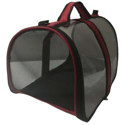 Pet Pretty Küçük Irk Köpek ve Kedi Şeffaf Çanta 44 x 25 x 27 Cm - Kırmızı - Pet Pretty