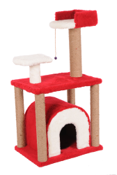 Pet Pretty S1 Yuvalı ve Oturaklı Kedi Tırmalama 105 x 60 x 40 Cm Kırmızı - Pet Pretty