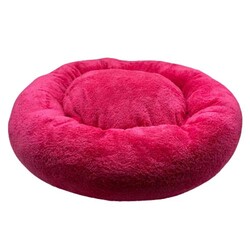 Pet Pretty Yuvarlak Polar Kumaş Simit Yatak (Fuşya) - Pet Pretty