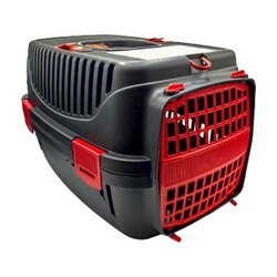 Pet Taşıma Sepeti Plastik Kapılı No:1 (Siyah/Kırmızı) - Diğer / Other