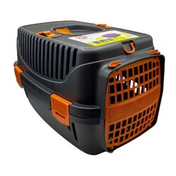 Pet Taşıma Sepeti Plastik Kapılı No:1 (Siyah/Turuncu) - Diğer / Other