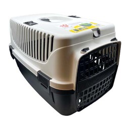 Pet Taşıma Sepeti Plastik Kapılı No:2 Eko (Beyaz/Siyah) - Diğer / Other