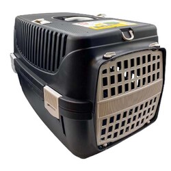Diğer / Other - Pet Taşıma Sepeti Plastik Kapılı No:2 Eko (Siyah/Beyaz)