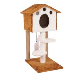Pet Pretty S6 Yuvalı ve Oturaklı Kedi Tırmalama Kahverengi 92x50x55 Cm - Pet Pretty