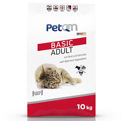 PetQm - PetQm Basic Sığır Etli ve Sebzeli Yetişkin Kedi Maması 10 Kg