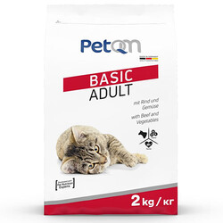 PetQm Basic Sığır Etli ve Sebzeli Yetişkin Kedi Maması 2 Kg - PetQm