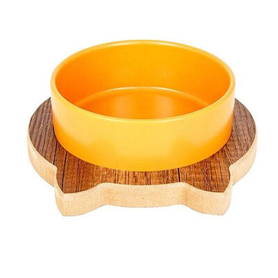 Petvoda Ozark Kedili Seramik Mama ve Su Kabı - Hardal