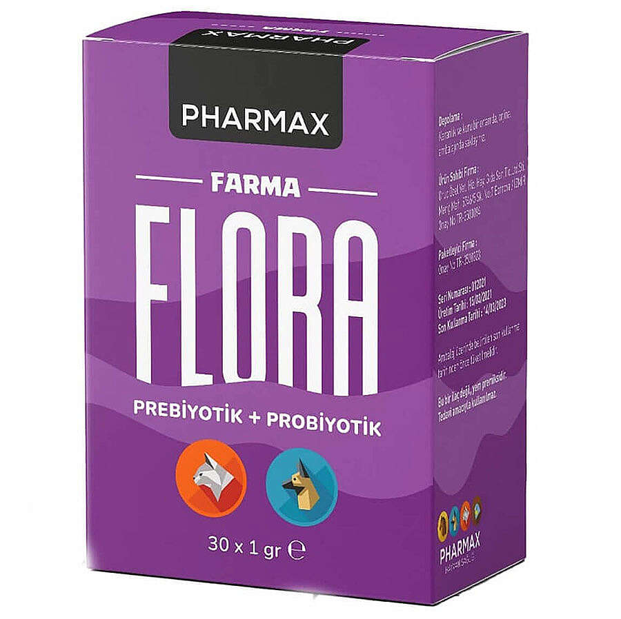 Pharmax Farma Flora Prebiyotik Kedi ve Köpek Premix (30 Adet x 1 Gr)