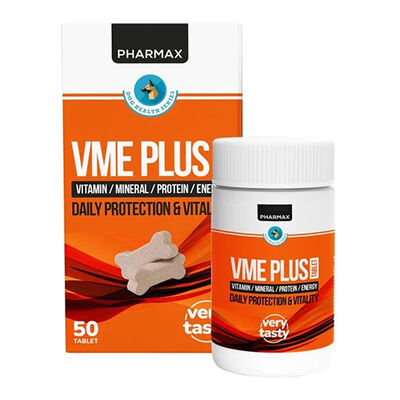 Pharmax VME Plus Vitamin Mineral Protein ve Enerji Köpek Vitamini 50 Tablet