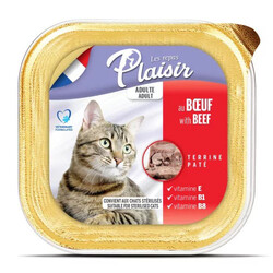 Plaisir - Plaisir Biftek (Sığır) Etli Pate Kısırlaştırılmış ve Yetişkin Kedi Yaş Maması 100 Gr