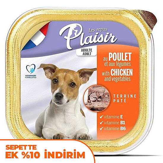 Plaisir Chicken Tavuk Etli Parçalı Pate Köpek Yaş Maması 150 Gr - 1
