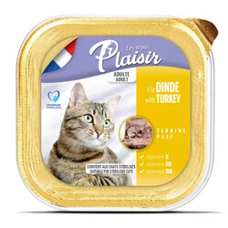 Plaisir - Plaisir Hindi Etli Pate Kısırlaştırılmış ve Yetişkin Kedi Yaş Maması 100 Gr