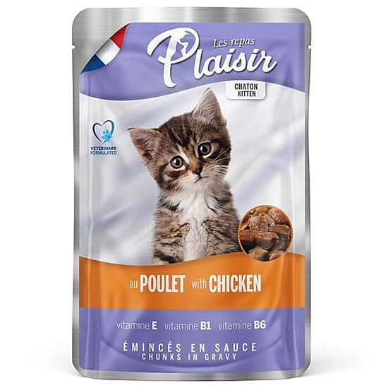 Plaisir Pouch Kitten Soslu Tavuk Eti Parçalı Yavru Kedi Yaş Maması 100 Gr - 1