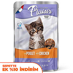 Plaisir Pouch Kitten Soslu Tavuk Eti Parçalı Yavru Kedi Yaş Maması 100 Gr - Plaisir