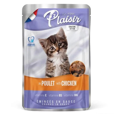 Plaisir Pouch Kitten Soslu Tavuk Eti Parçalı Yavru Kedi Yaş Maması 100 Gr