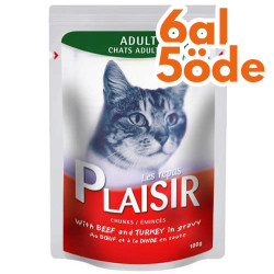 Plaisir Pouch Soslu Sığır ve Hindi Etli Parçalı Kedi Yaş Maması 100 Gr - 6 Al 5 Öde - Plaisir