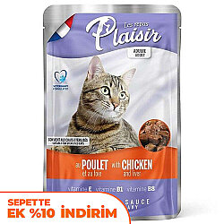 Plaisir Pouch Soslu Tavuk Eti ve Ciğer Parçalı Kısırlaştırılmış ve Yetişkin Kedi Yaş Maması 100 Gr - Plaisir