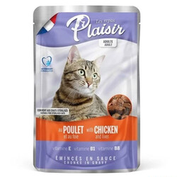 Plaisir - Plaisir Pouch Soslu Tavuk Eti ve Ciğer Parçalı Kısırlaştırılmış ve Yetişkin Kedi Yaş Maması 100 Gr