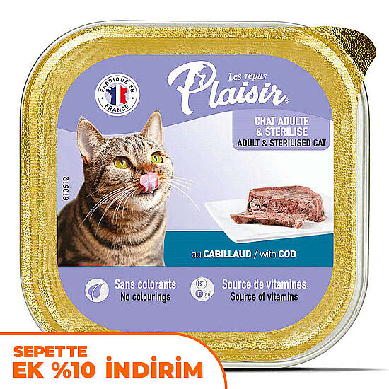 Plaisir Morina Balıklı Pate Kısırlaştırılmış ve Yetişkin Kedi Yaş Maması 100 Gr - 1