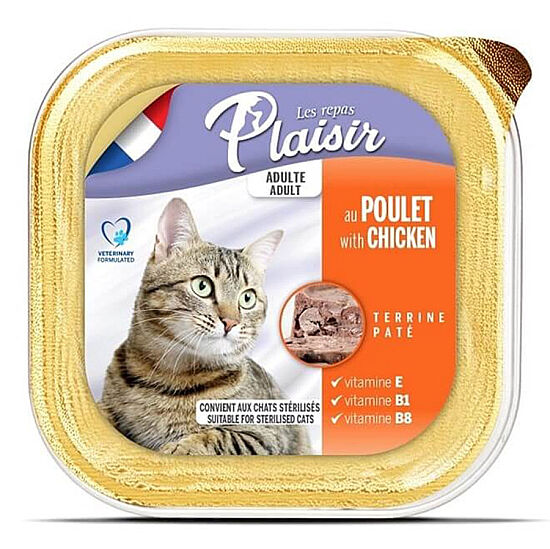 Plaisir Tavuk Etli Pate Kısırlaştırılmış ve Yetişkin Kedi Yaş Maması 100 Gr - 1