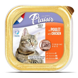 Plaisir - Plaisir Tavuk Etli Pate Kısırlaştırılmış ve Yetişkin Kedi Yaş Maması 100 Gr