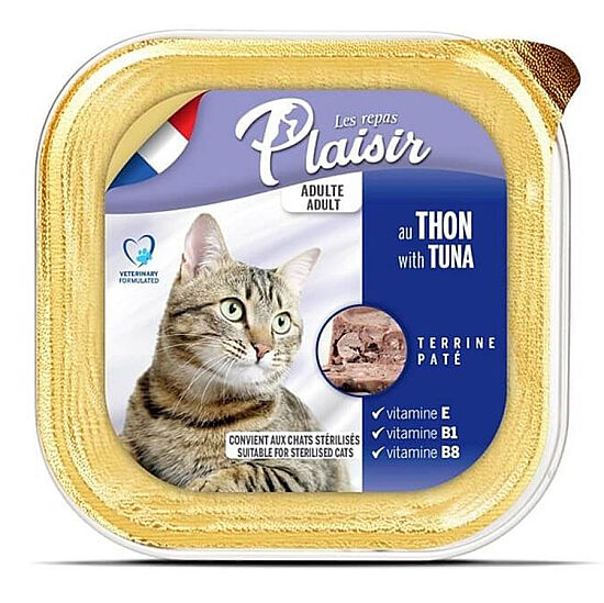 Plaisir Ton Balıklı Pate Kısırlaştırılmış ve Yetişkin Kedi Yaş Maması 100 Gr - 1