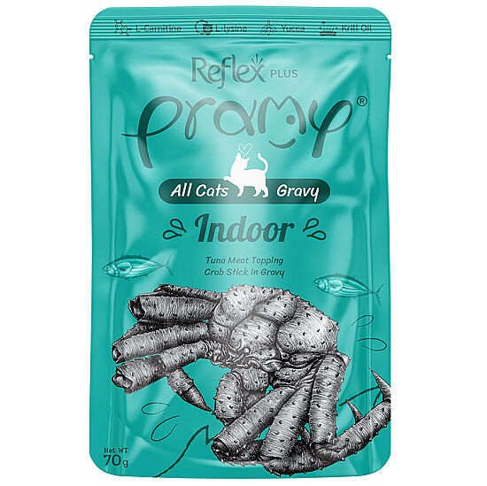 Pramy Cat Gravy Indoor Ton Balıklı ve Yengeçli Kedi Yaş Maması 70 Gr - 1