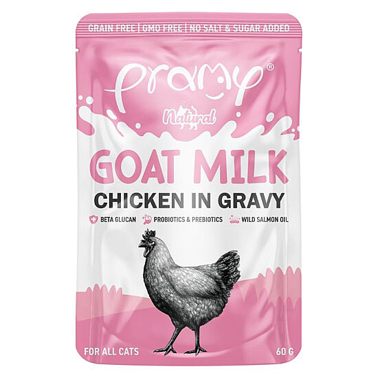 Pramy Pouch Sos İçinde Keçi Sütlü ve Tavuklu Kedi Yaş Maması 60 Gr - 1