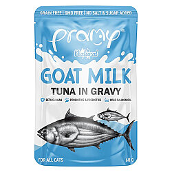 Pramy Pouch Sos İçinde Keçi Sütlü ve Ton Balıklı Kedi Yaş Maması 60 Gr - Pramy