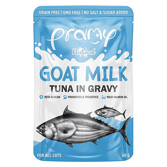 Pramy Pouch Sos İçinde Keçi Sütlü ve Ton Balıklı Kedi Yaş Maması 60 Gr - 1