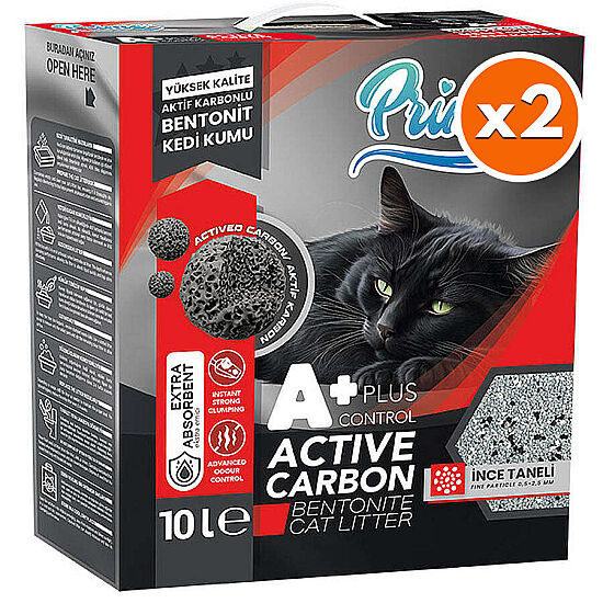 Prime Aktif Carbon Control Plus Topaklanan Kedi Kumu 10 Lt x 2 Adet - 1
