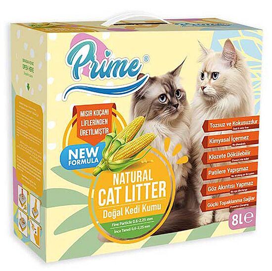 Prime Bitkisel Natural Topaklaşan Kedi Kumu 8 Lt x 2 Adet - 2