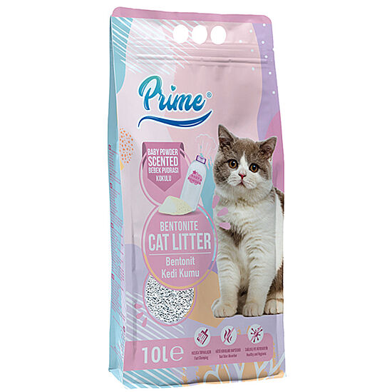 Prime Kalın Taneli Bebek Pudralı Kedi Kumu 10 Lt x 2 Adet - 2