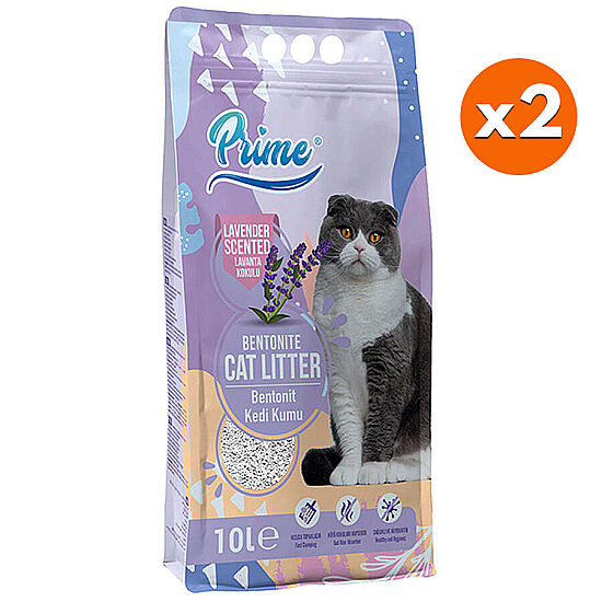 Prime Kalın Taneli Lavanta Kokulu Kedi Kumu 10 Lt x 2 Adet - 1