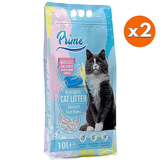 Prime Kalın Taneli Marsilya Sabunlu Kedi Kumu 10 Lt x 2 Adet - 1