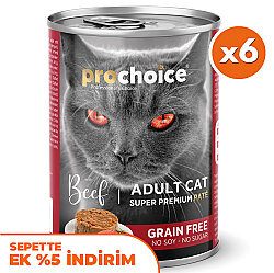 Pro Choice Beef Biftek Etli Tahılsız Kedi Konservesi 400 Gr x 6 Adet - Pro Choice