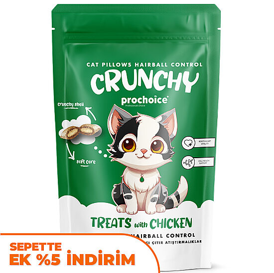 Pro Choice Crunchy Hairball Tüy Yumağı Kontrolü Tavuklu Kedi Ödül Maması 60 Gr - 1