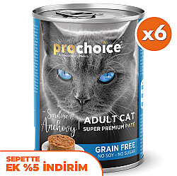 Pro Choice Fish Sardalya ve Hamsili Tahılsız Kedi Konservesi 400 Gr x 6 Adet - Pro Choice