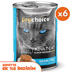 Pro Choice Fish Vegetable Balık ve Sebzeli Tahılsız Kedi Konservesi 400 Gr x 6 Adet - Pro Choice