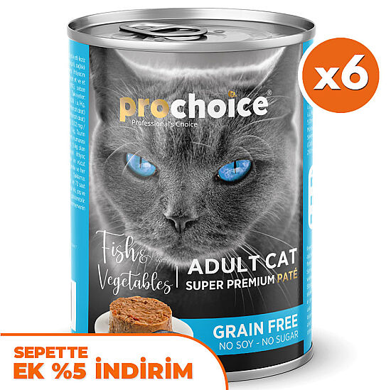 Pro Choice Fish Vegetable Balık ve Sebzeli Tahılsız Kedi Konservesi 400 Gr x 6 Adet - 1