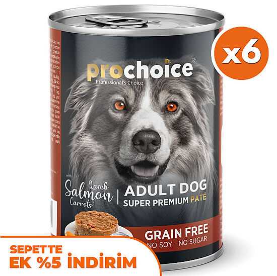 Pro Choice Kuzu Somon ve Havuçlu Tahılsız Köpek Konservesi 400 Gr x 6 Adet - 1