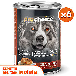 Pro Choice Kuzu Somon ve Havuçlu Tahılsız Köpek Konservesi 400 Gr x 6 Adet - Pro Choice