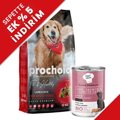 Pro Choice Fit Healthy Lamb Kuzu Eti ve Pirinçli Köpek Maması 12 Kg + 400 Gr Yaş Mama - 1