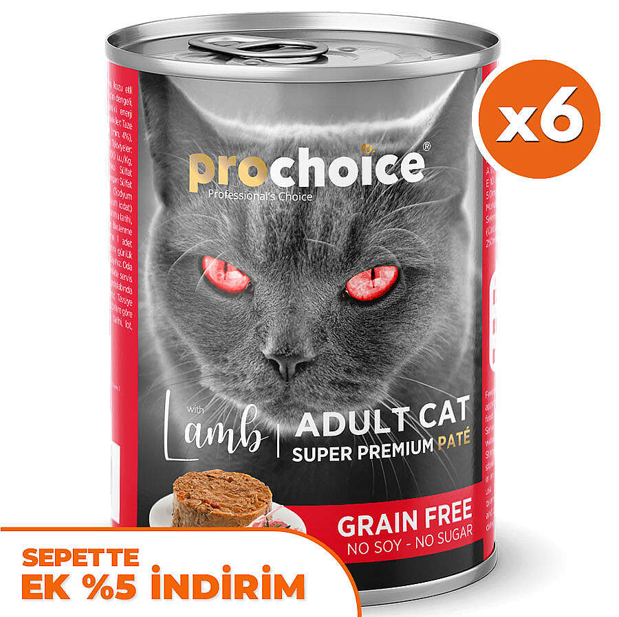 Pro Choice Lamb Kuzu Etli Tahılsız Kedi Konservesi 400 Gr x 6 Adet