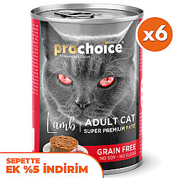 Pro Choice Lamb Kuzu Etli Tahılsız Kedi Konservesi 400 Gr x 6 Adet - Pro Choice
