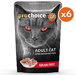 Pro Choice Pouch Jöle İçinde Kuzulu ve Ciğerli Tahılsız Yaş Kedi Maması 85 Gr x 6 Adet - 2